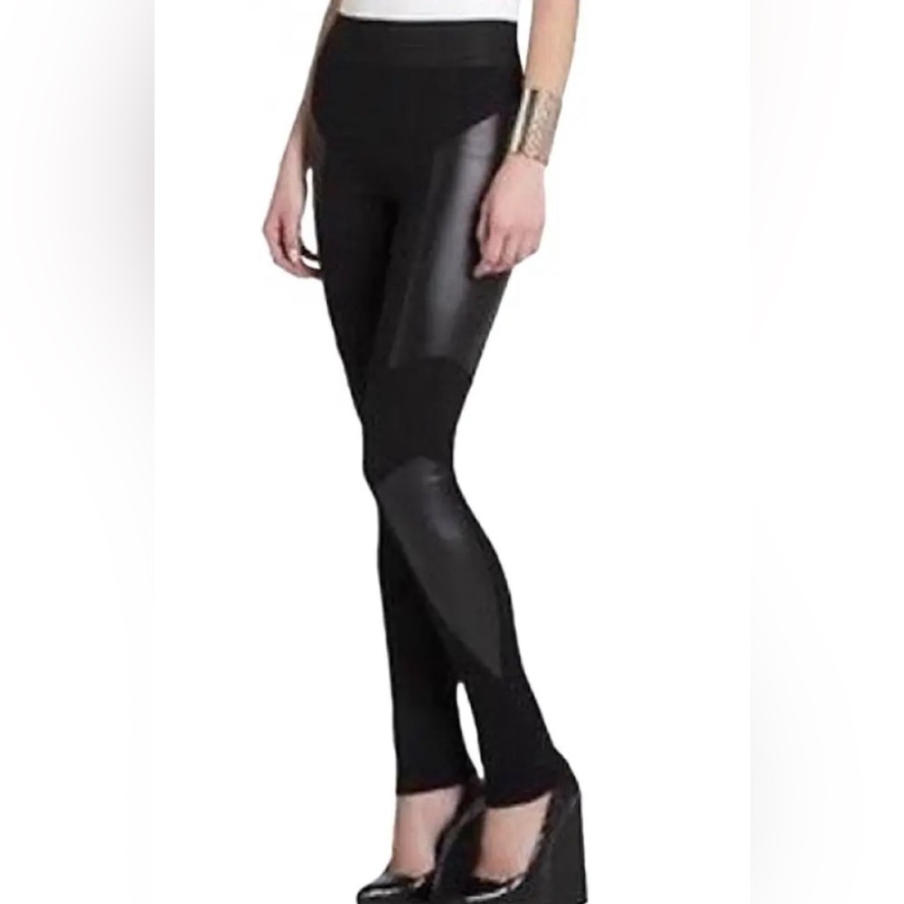 BCBGMaxAzria faux suede black leggings, small